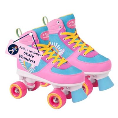 HUDORA Wonders Patin &agrave; roulettes Mixte Enfant, Bleu/Rose, Taille 37-38