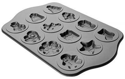 IBILI 828400 Plaque &agrave; 12 Biscuits, Acier, Noir, 43 x 28 x 2 cm