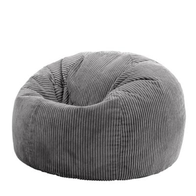 Pouf velours c&ocirc;tel&eacute; gris anthracite