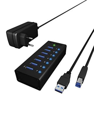 Raidsonic Usb A 3.0 Hub 7 Ports With Power Noir
