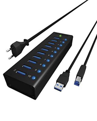 Raidsonic Icy Box Ib-ac6110 10-port Usb 3.0 Hub Noir