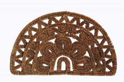 ID MAT Tapis en coco naturel et m&eacute;tal forme Demi-lune 45 x 75 cm