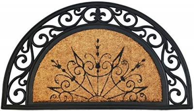 ID MAT Tapis Coral en coco forme demi-lune 45 x 75 cm