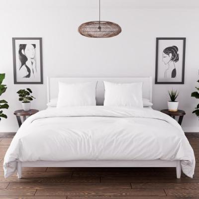 Parure de lit unie Boh&egrave;me blanc 260x240 cm - Blanc - Soleil d'Ocre