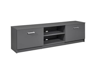 Meuble tv elenzio 2 portes 2 niches gris anthracite