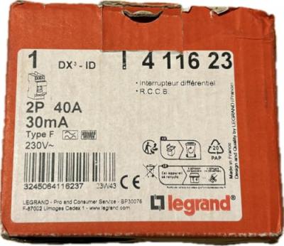 Interrupteur diff&eacute;rentiel - 40A - 30mA - Type F - 230V - Vis/vis