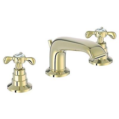 Mitigeur lavabo 3 trous r&eacute;tro Cleo poign&eacute;es &agrave; croisillon, or beige