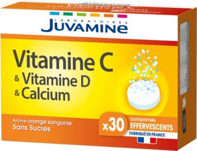 Fizz Vitamine C + D & Calcium 30 Comprimes Effervescents Juvamine