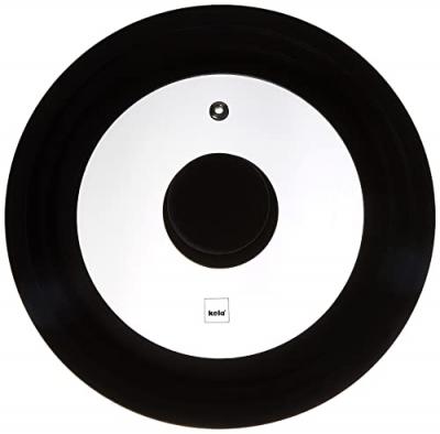 Couvercle KELA - En verre silicone - Adaptable 16/18/20 cm - Noir