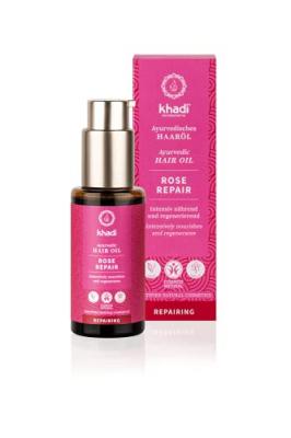 Khadi Huile capillaire de rose pour r&eacute;parer les cheveux ab&icirc;m&eacute;s 50 ml