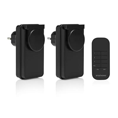 Lot de 2 prises ext&eacute;rieures t&eacute;l&eacute;commandables + wifi, Smartwares
