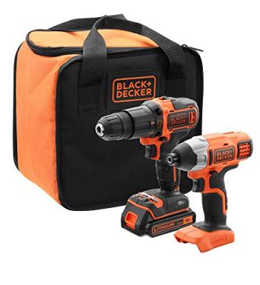 Black and Decker - Kit d'outils 18V perceuse &agrave; percussion + cl&eacute; &agrave; chocs - BCK21S1S