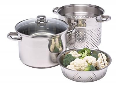 Kitchen Craft Italian Collection Faitout &agrave; p&acirc;tes avec insert vapeur Acier inoxydable 20 cm