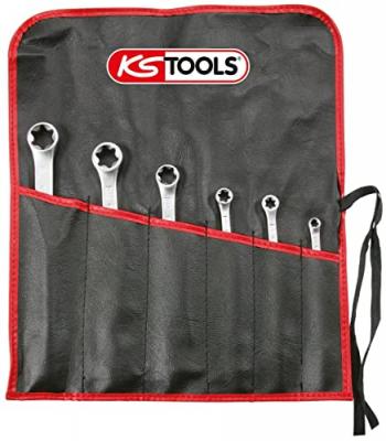 Jeu de 6 cl&eacute;s polygonales TORX droite (en trousse) KS TOOLS 911.0370