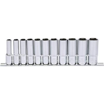 Jeu de douilles 6 pans - 3/8'' - sur rail - CHROMEplus - 11 pcs