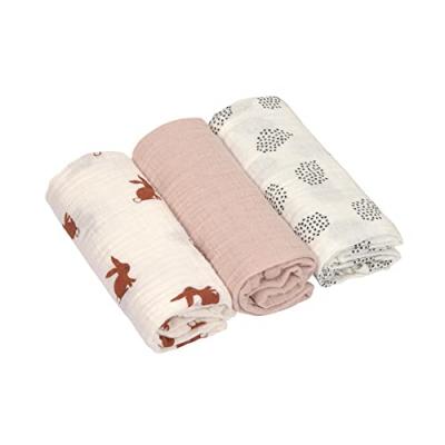 Lot de 3 langes en mousseline Little Forest Lapin (60 x 60 cm)
