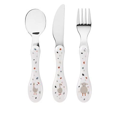 L&Auml;SSIG Couverts enfant Tiny Farmer Sheep/Goose inox 3 pi&egrave;ces