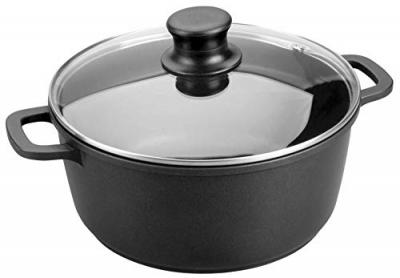 Faitout 24 cm avec couvercle - Lacor - Noir - Fonte Aluminium