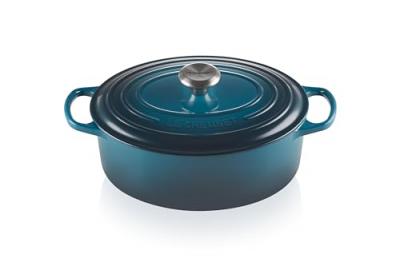Cocotte ovale en fonte &eacute;maill&eacute;e bleu &Oslash;29 cm - 4,7 L Bleu Le Creuset