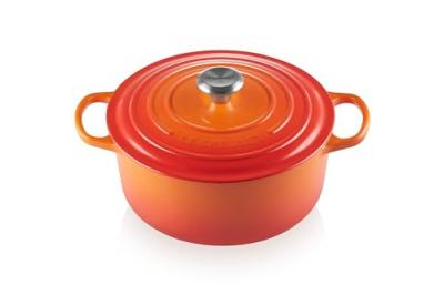 Le Creuset Cocotte en fonte Le Creuset orange volcanique ronde 26 cm