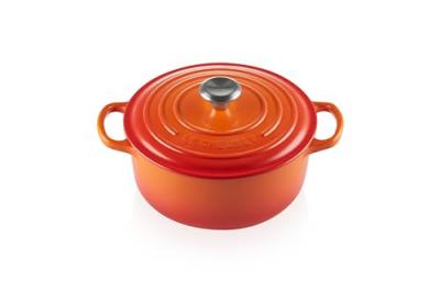 Le Creuset Cocotte en fonte Le Creuset orange volcanique ronde 20 cm