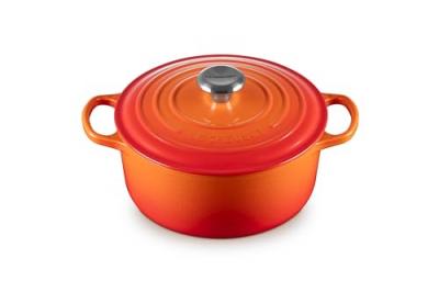 Le Creuset Cocotte en fonte Le Creuset orange volcanique ronde 24 cm