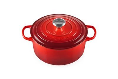 Cocotte ronde fonte &eacute;maill&eacute;e cerise &Oslash;24 cm 4,2 l