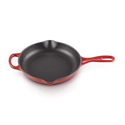 Grill Skillet rond fonte &eacute;maill&eacute;e 23 cm Cerise Le Creuset