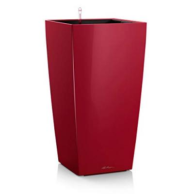 Pot carr&eacute; Lechuza Premium rouge scarlet brillant 50 x 50 x h.95 cm