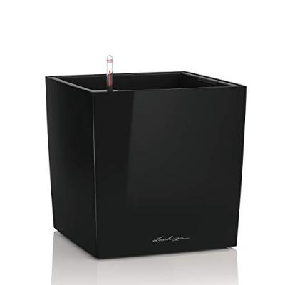 Pot de fleur LECHUZA Cube Premium 50 - kit complet, noir brillant