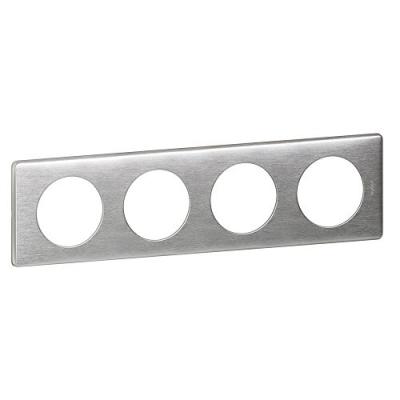 LEGRAND Plaque C&eacute;liane finition anodis&eacute;e pour 4 postes - Aluminium