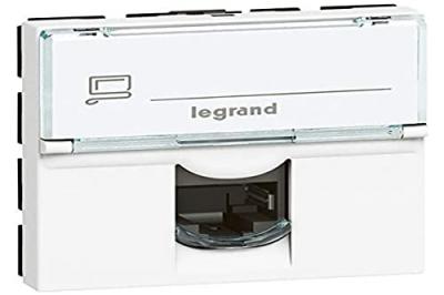 Legrand 076566 Prise Cat&eacute;gorie6 Stp Blind&eacute;e Mosaic, 2 Modules, Blanc