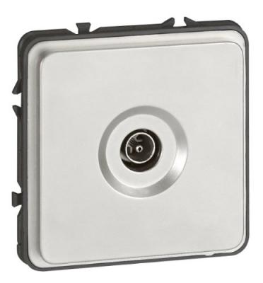Prise t&eacute;l&eacute;vision simple m&acirc;le Soliroc - &Oslash;9,5mm - Chrome