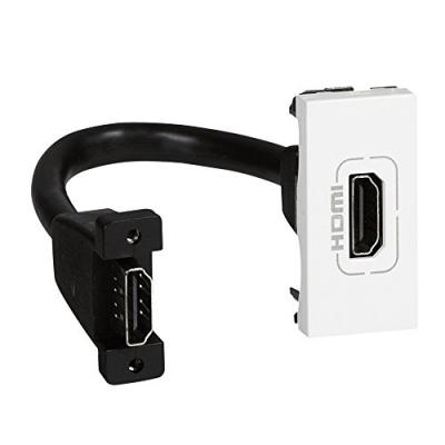 Prise HDMI typeA version 1.4 pr&eacute;connectoris&eacute;e Mosaic 1 module - blanc