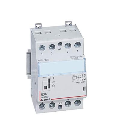 Legrand 412556 Contacteur de puissance CX&sup3; bobine 230V, 4P, 250V, 63A, contact 4F, 3 modules