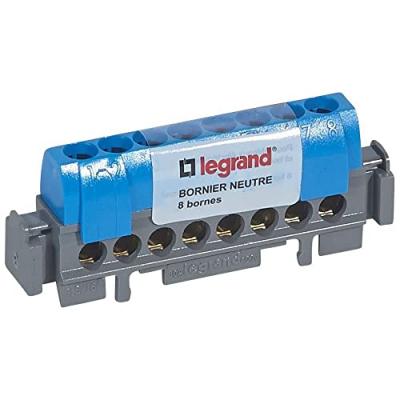Bornier de neutre - 8 bornes pour c&acirc;ble 1,5 &agrave; 16mm &sup2; - bleu