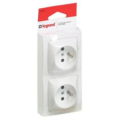 Double prise avec terre saillie Asl, LEGRAND, blanc