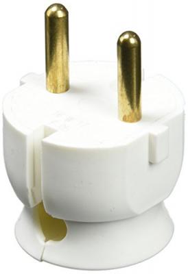 Fiche Male 16A 2P En Plastique Extra Plate Sortie Lat&eacute;rale Blanc