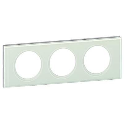 Legrand - Plaque de finition C&eacute;liane - Mati&egrave;re Verre Kaolin - 3 postes