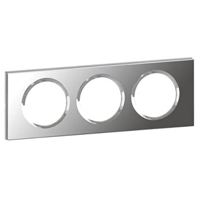 Legrand - Plaque de finition C&eacute;liane - Mati&egrave;re Verre Miroir - 3 postes