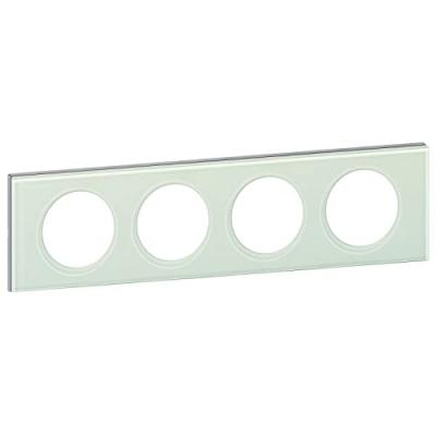 Legrand - Plaque de finition C&eacute;liane - Mati&egrave;re Verre Kaolin - 4 postes