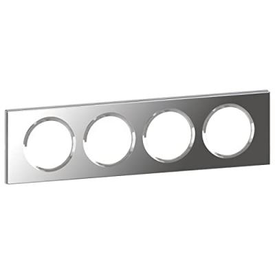 Plaque de finition quadruple Legrand C&eacute;liane Mati&egrave;re Verre Miroir