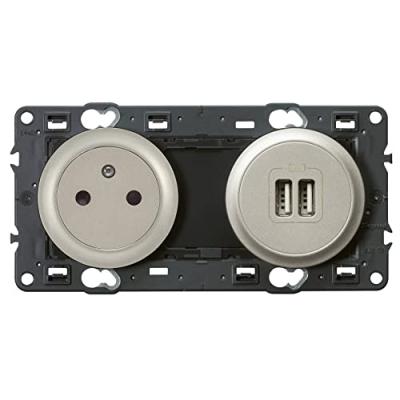 Legrand - celiane 2 p&ocirc;les + terre & usb 1500ma titane 210099518