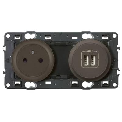 Prise de courant Legrand - 2P+T avec 2 prise USB - noir