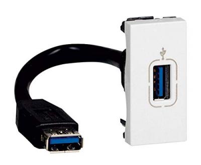 Prise USB Data femelle pr&eacute;connectoris&eacute;e Mosaic - 1 module - blanc