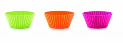 L&eacute;ku&eacute; Classic Moules Madeleines 7 cm Pack de 12 Rose / Orange / Vert