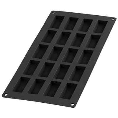 Moule &agrave; financiers en silicone - 20 cavit&eacute;s - noir - lekue