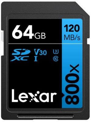 Lexar Carte SDXC 64GB UHS-I V30 S&eacute;rie Blue (800x)