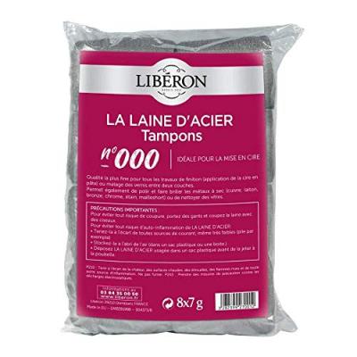 LIBERON Laine d'acier n&deg;000 - Mise en cire - sachet de 8 tampons