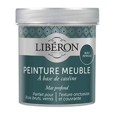 Peinture meuble et boiserie Cas&eacute;ine LIB&Eacute;RON bleu p&eacute;trole mat 0.5 l